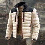 Men's Retro Warm Color Block Outdoor Jacket Cotton Coat