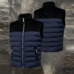 Men's Retro Warm Corduroy Color Block Outdoor Cotton  Vest Jacket