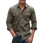 Men's Vintage Solid Long Sleeve Shirt