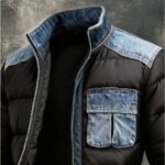 Men'S Retro Warm Patchwork Denim Outdoor Jacket Cotton-Padded  Jacket - Image 2