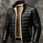Men'S Vintage Warm Plush Soft Leather Outdoor Jacket