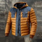 Men'S Retro Warm Patchwork Denim Outdoor Jacket  Cotton-Padded Jacket