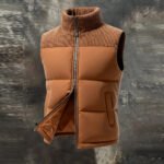 Men's Retro Warm Pleated Corduroy Patchwork Outdoor  Sleeveless Cotton Jacket