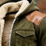 Men's Retro Corduroy and Leather Patchwork Multi-Pocket  Fleece-Lined Outdoor Jacket - Image 3