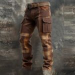 Men's Retro Colorblock Pocket Work Pants - Image 2