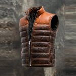 Men's Retro Leather Pleated Cotton Sleeveless Vest Jacket - Image 2