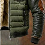 Men's Retro Leather Quilted Patchwork Warm Zipper Outdoor Jacket - Image 3