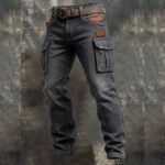 Men's Retro Multifunctional Pocket Denim Work Pants