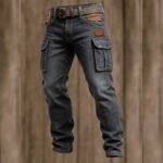 Men's Retro Multifunctional Pocket Denim Work Pants - Image 2