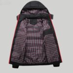 Men's Retro Outdoor Patchwork Plaid Lined  Multifunctional Warm Jacket - Image 3