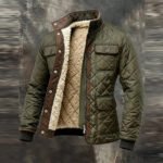 Men's Retro Quilted Fleece-Lined Warm Zip-Up Jacket