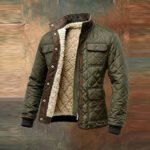 Men's Retro Quilted Fleece-Lined Warm Zip-Up Jacket - Image 2