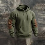 Men's Retro Stitching Contrast Color Hooded Casual  Sweatshirt Suit12454 - Image 2