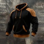 Men's Retro Stitching Contrast Color Hooded Sweatshirt
