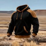 Men's Retro Stitching Contrast Color Hooded Sweatshirt - Image 2