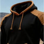 Men's Retro Stitching Contrast Color Hooded Sweatshirt - Image 3