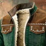 Men's Retro Suede Patchwork Fleece Lined Warm Outdoor  Zip-Up Jacket - Image 3
