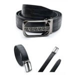 BLACK TEXTURED LEATHER BELT