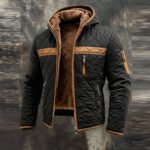 Men'S Vintage Style Warm Spliced ​​Color-Block Outdoor Jacket Coat
